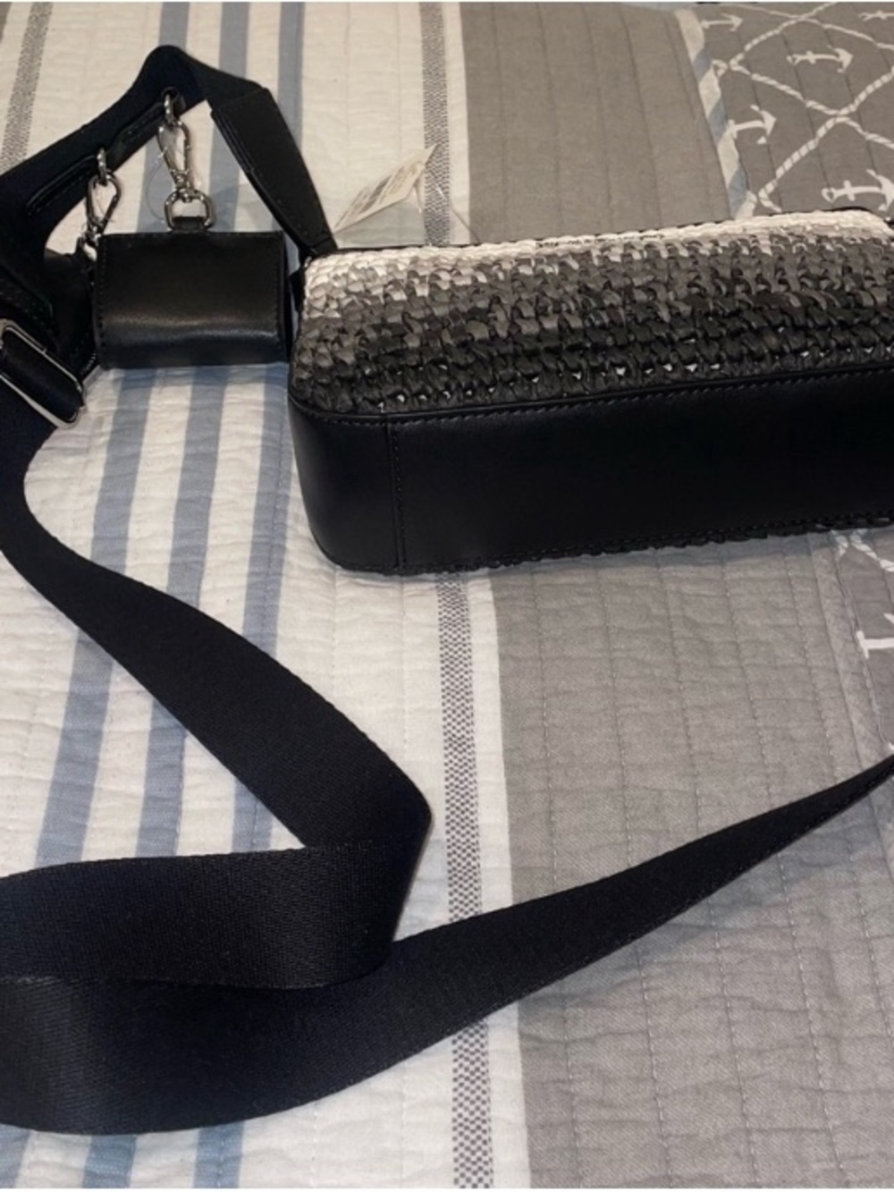 Michael Kors Ombre Woven Crossbody in Black and Silver - Picture 8 of 11